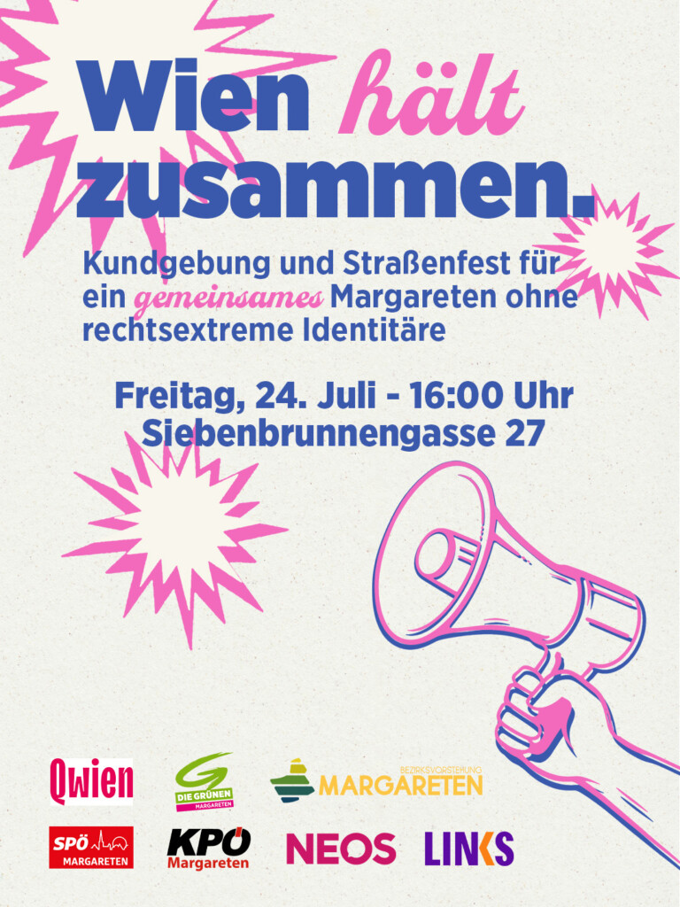 Veranstaltungsplakat für das Straßenfest "Wien hält zusammen"